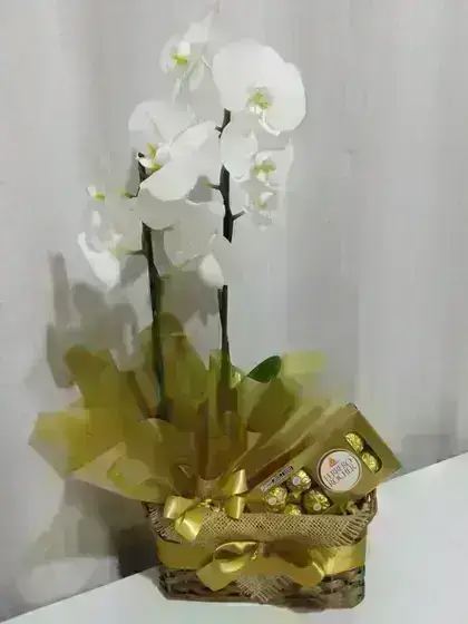 Orquídeas com Ferrero Rocher / Brancas / 02 Unidades