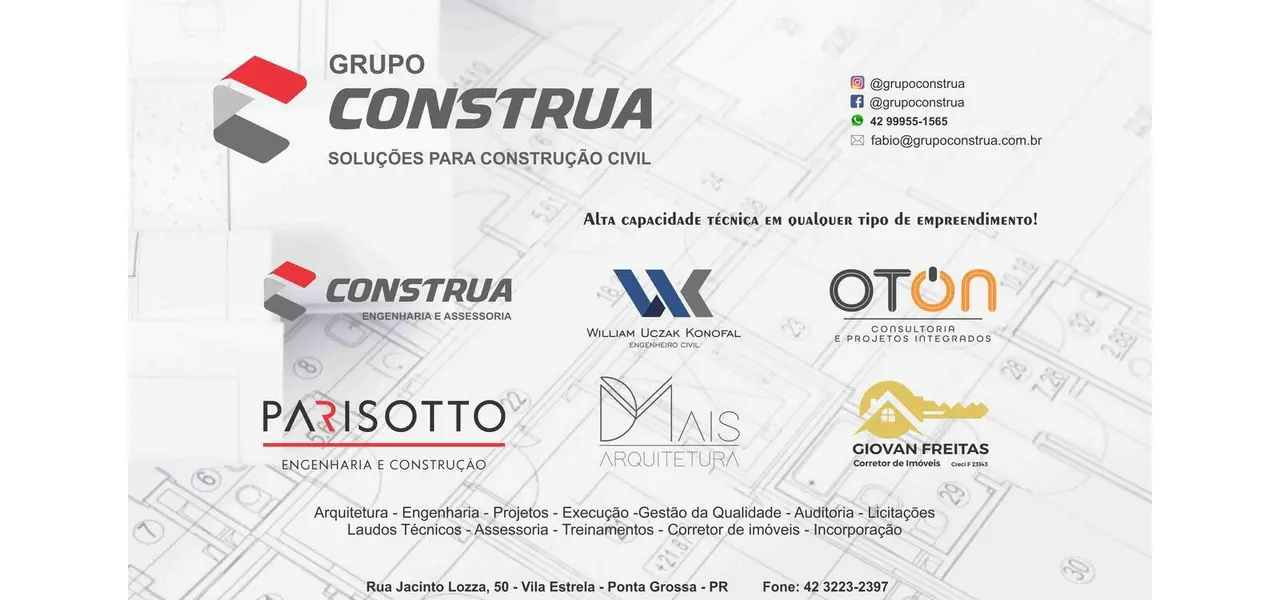 Prédio em construção pelo Grupo Construa em Ponta Grossa