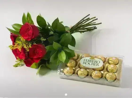 Buquê Rosas e Chocolate - 01 Unidade