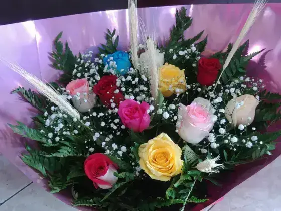 Buquê de Rosas Colorido - 12 Rosas