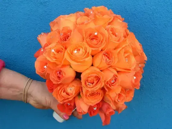 Buquê Noiva Rosas Laranjadas - 36 Rosas