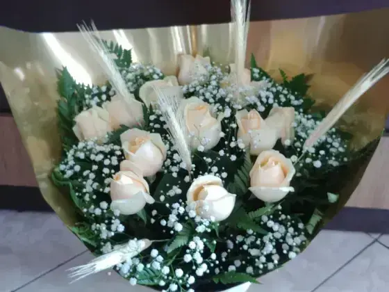 Buque de Rosas Champanhe - 12 Rosas