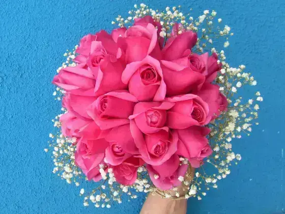 Buquê Noiva Rosas Pink - 24 Rosas