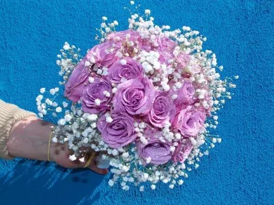 Buquê Noiva Rosas Lilas - 24 Rosas