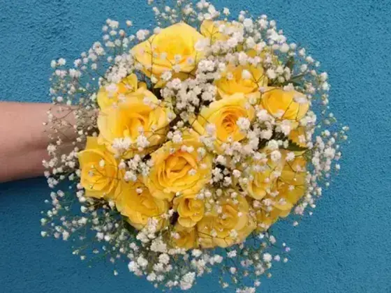 Buquê Noiva Rosas Amarelas - 18 Rosas