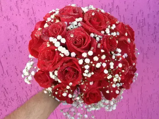 Buquê Noiva Rosas Vermelhas Tipo Exportação - 24 Rosas