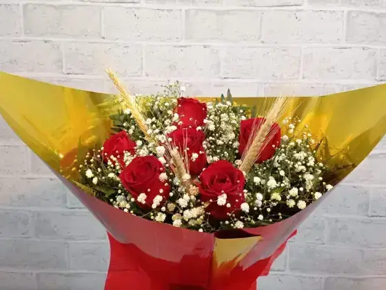 Buquê de Rosas Vermelhas Luxo - 6 Rosas