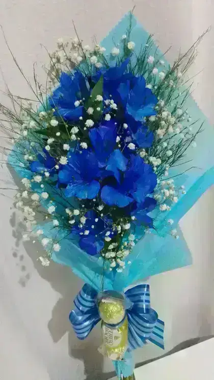 Bouquet Misto Mini Buquê com Astromelias / Azuis