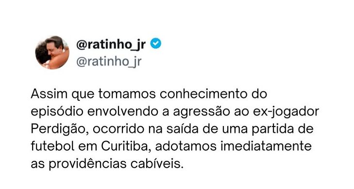 Ratinho Jr. determina afastamento de PM após agressão a Perdigão em Curitiba